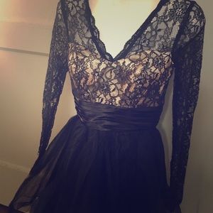 Short Black Cocktail Lace Dress